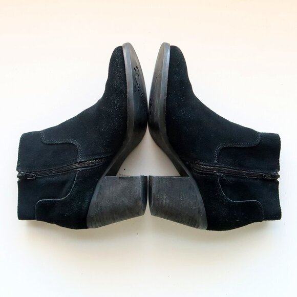 Seychelles Black Suede Leather Round Toe Block Heel Ankle Boots / Booties 7.5 - Picture 11 of 16